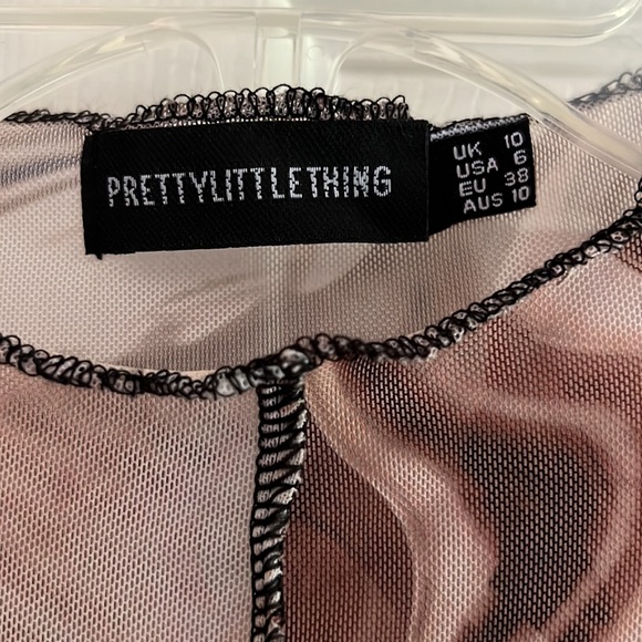 Mesh long sleeve printed crop top - Picture 3 of 4